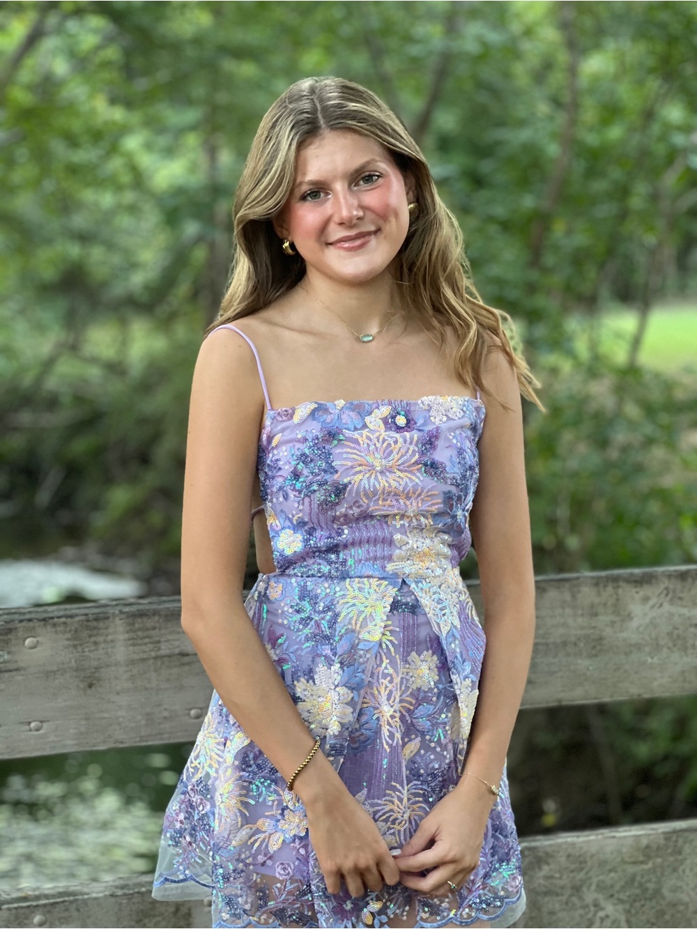 Lilac Sequin Floral Mini Dress